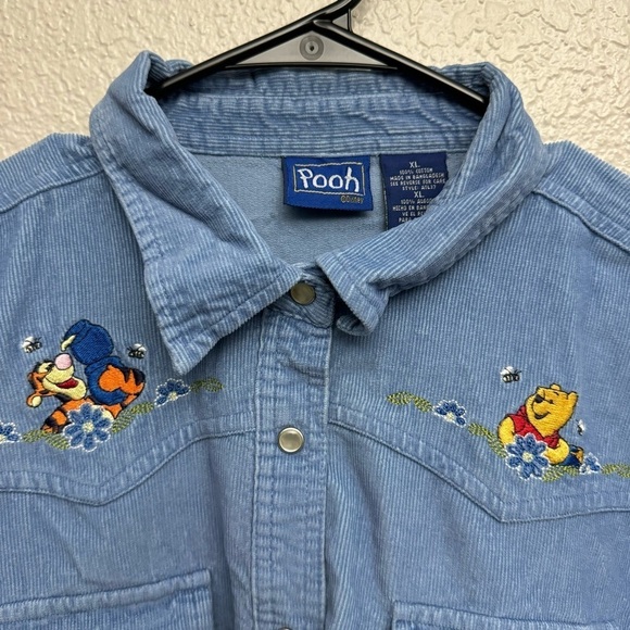Disney Pooh & Friends Unisex Blue Embroidered Corduroy Jacket Size XL - Picture 3 of 5